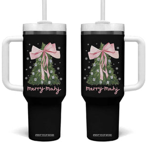 Funny Christmas Mahjong Tumbler With Handle Merry Mahj Xmas Tree Gambling Chinese Game TS11 One Size: 40 oz Black Print Your Wear