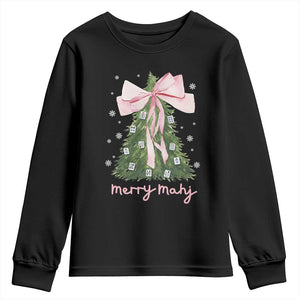 Funny Christmas Mahjong Youth Sweatshirt Merry Mahj Xmas Tree Gambling Chinese Game TS11 Black Print Your Wear