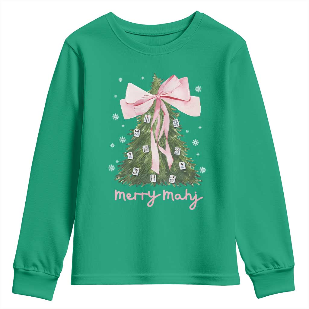 Funny Christmas Mahjong Youth Sweatshirt Merry Mahj Xmas Tree Gambling Chinese Game TS11 Irish Green Print Your Wear