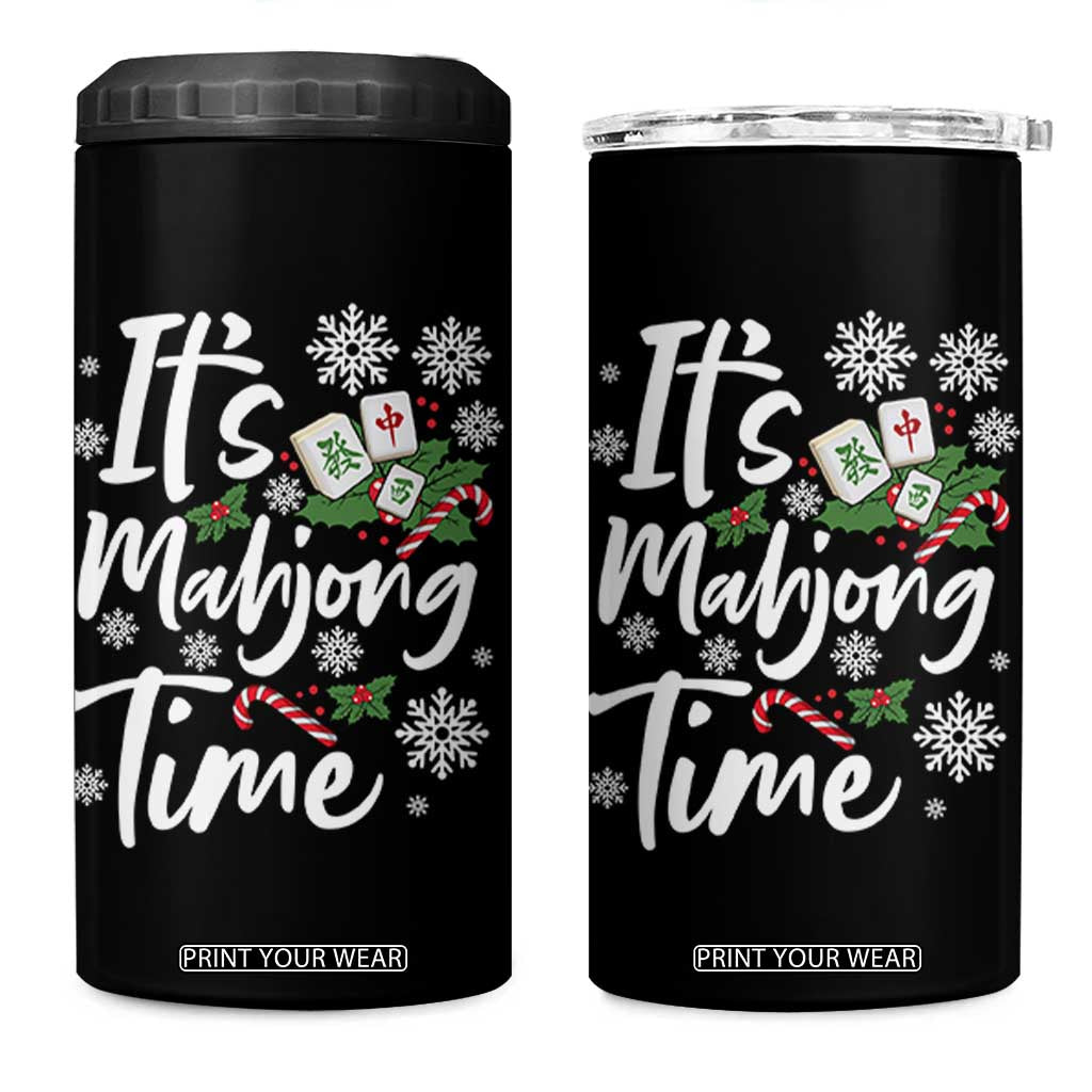 Funny Christmas Mahjong 4 in 1 Can Cooler Tumbler It Is Mahjong Time Gambling Xmas Chinese Game TS11 One Size: 16 oz Black Print Your Wear
