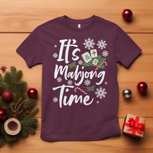 Funny Christmas Mahjong T Shirt It Is Mahjong Time Gambling Xmas Chinese Game TS11 Maroon Print Your Wear
