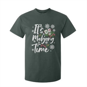 Funny Christmas Mahjong T Shirt For Kid It Is Mahjong Time Gambling Xmas Chinese Game TS11 Dark Forest Green Print Your Wear