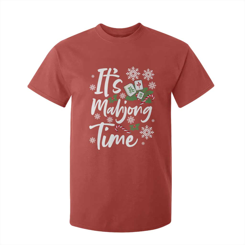 Funny Christmas Mahjong T Shirt For Kid It Is Mahjong Time Gambling Xmas Chinese Game TS11 Red Print Your Wear