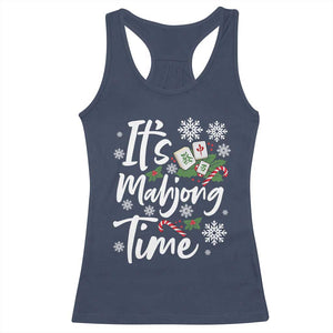 Funny Christmas Mahjong Racerback Tank Top It Is Mahjong Time Gambling Xmas Chinese Game TS11 Navy Print Your Wear
