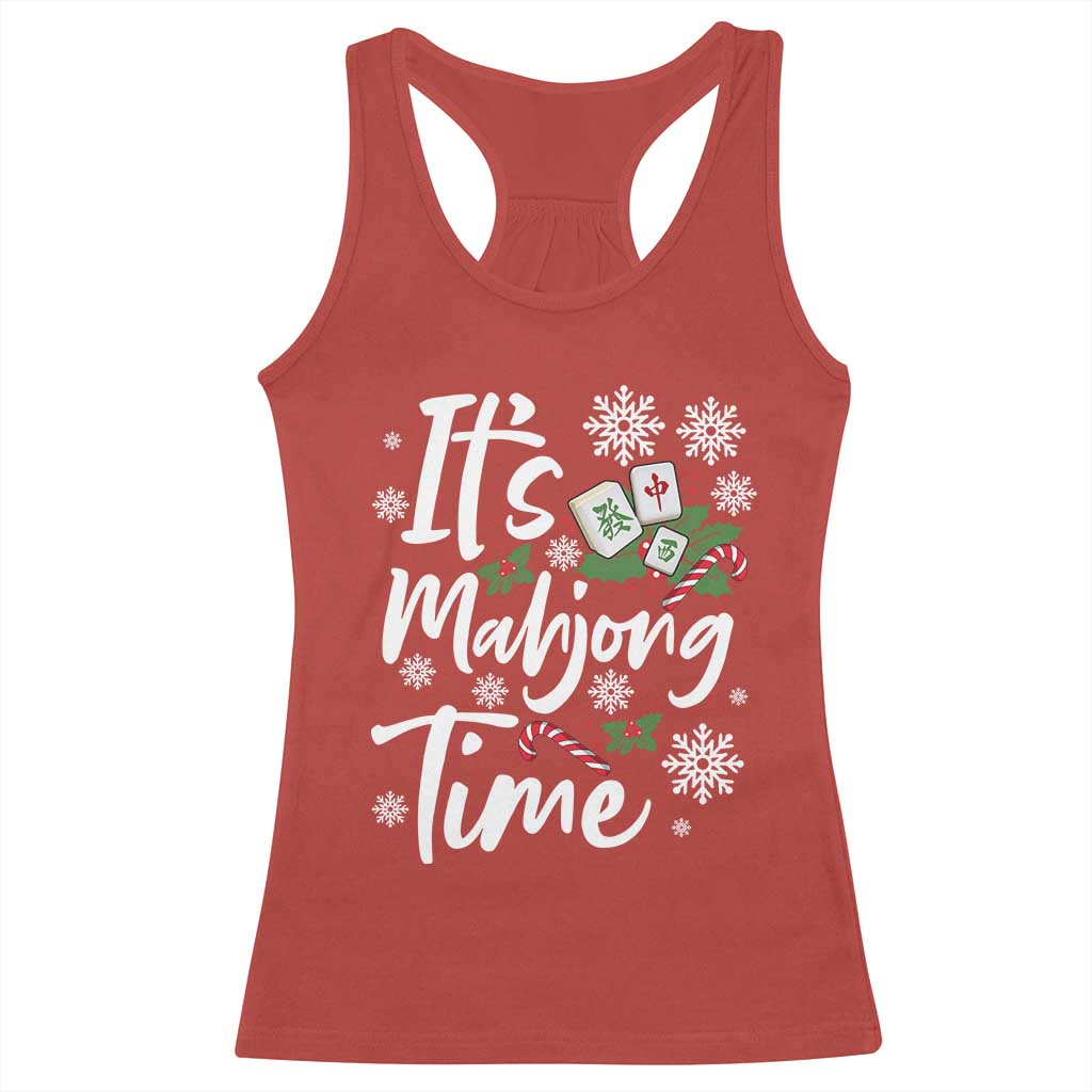 Funny Christmas Mahjong Racerback Tank Top It Is Mahjong Time Gambling Xmas Chinese Game TS11 Red Print Your Wear
