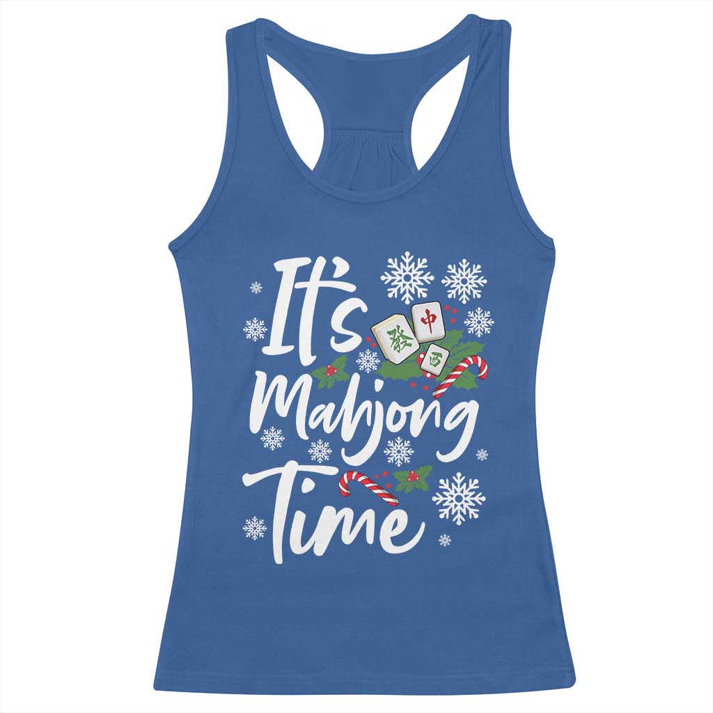 Funny Christmas Mahjong Racerback Tank Top It Is Mahjong Time Gambling Xmas Chinese Game TS11 Royal Blue Print Your Wear