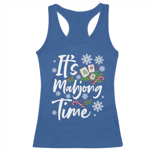 Funny Christmas Mahjong Racerback Tank Top It Is Mahjong Time Gambling Xmas Chinese Game TS11 Royal Blue Print Your Wear