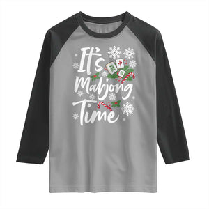 Funny Christmas Mahjong Raglan Shirt It Is Mahjong Time Gambling Xmas Chinese Game TS11 Sport Gray Black Print Your Wear