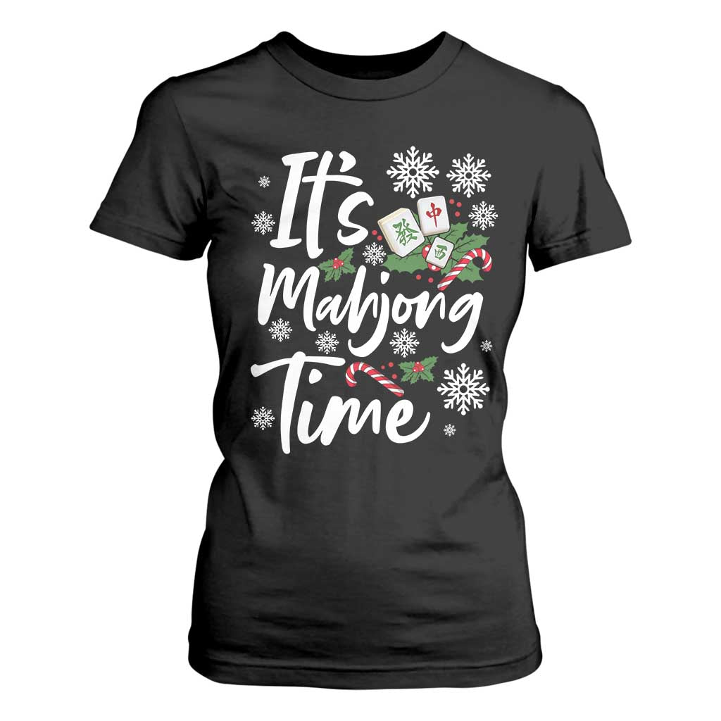 Funny Christmas Mahjong T Shirt For Women It Is Mahjong Time Gambling Xmas Chinese Game TS11 Black Print Your Wear