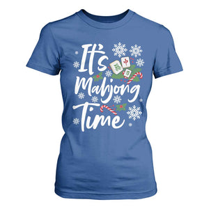 Funny Christmas Mahjong T Shirt For Women It Is Mahjong Time Gambling Xmas Chinese Game TS11 Royal Blue Print Your Wear