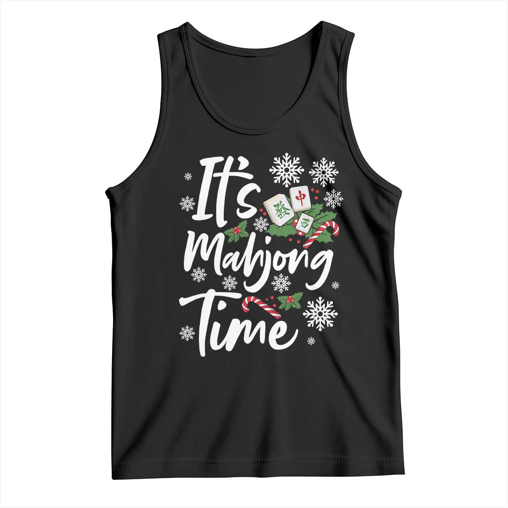 Funny Christmas Mahjong Tank Top It Is Mahjong Time Gambling Xmas Chinese Game TS11 Black Print Your Wear