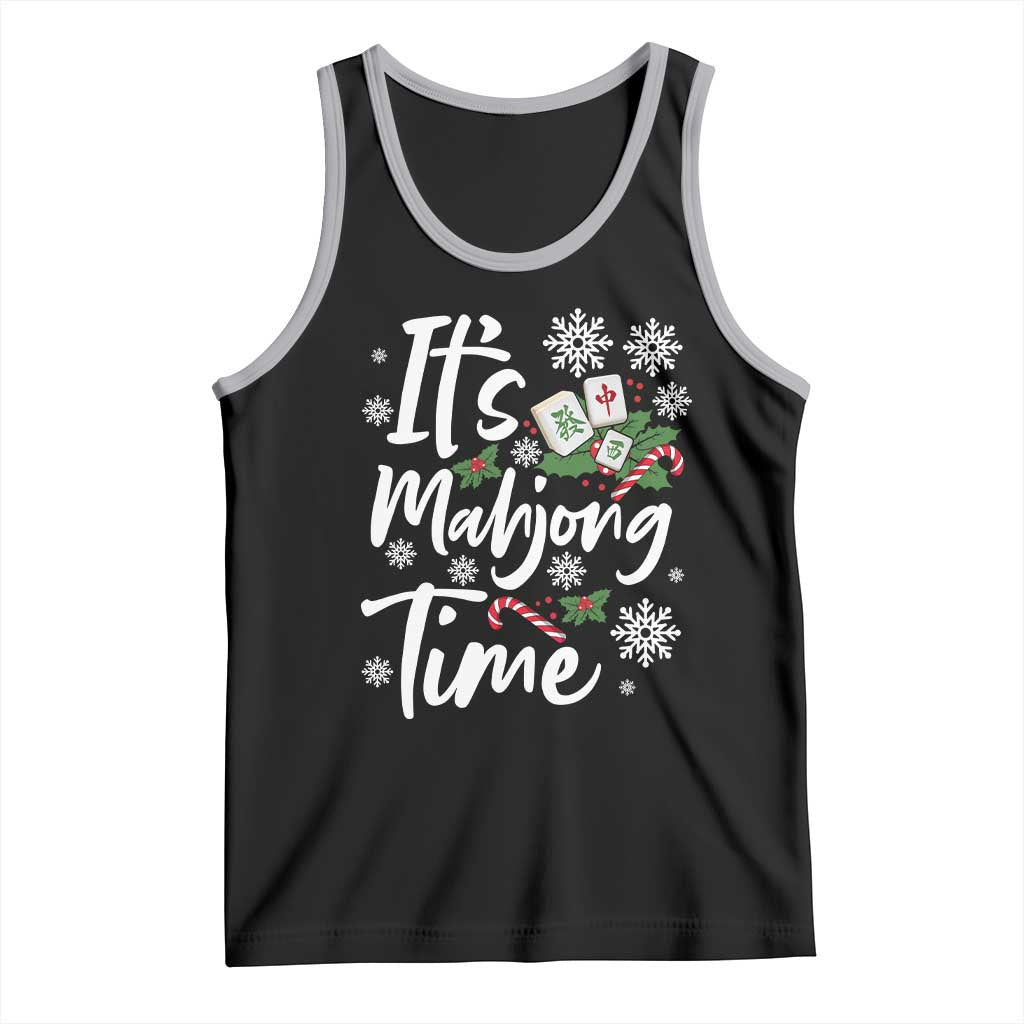 Funny Christmas Mahjong Tank Top It Is Mahjong Time Gambling Xmas Chinese Game TS11 Black Athletic Heather Print Your Wear