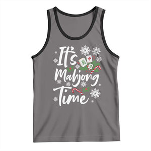 Funny Christmas Mahjong Tank Top It Is Mahjong Time Gambling Xmas Chinese Game TS11 Deep Heather Black Print Your Wear
