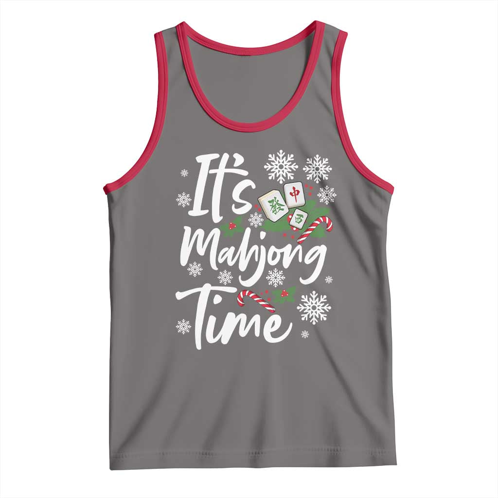 Funny Christmas Mahjong Tank Top It Is Mahjong Time Gambling Xmas Chinese Game TS11 Deep Heather Red Print Your Wear