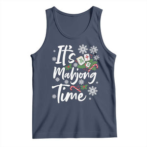 Funny Christmas Mahjong Tank Top It Is Mahjong Time Gambling Xmas Chinese Game TS11 Navy Print Your Wear
