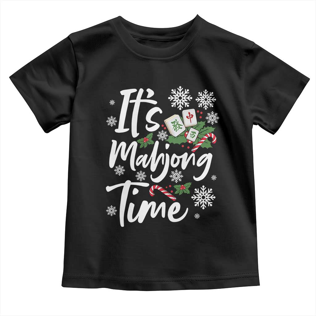 Funny Christmas Mahjong Toddler T Shirt It Is Mahjong Time Gambling Xmas Chinese Game TS11 Black Print Your Wear
