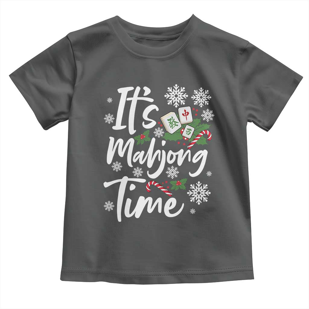 Funny Christmas Mahjong Toddler T Shirt It Is Mahjong Time Gambling Xmas Chinese Game TS11 Dark Heather Print Your Wear