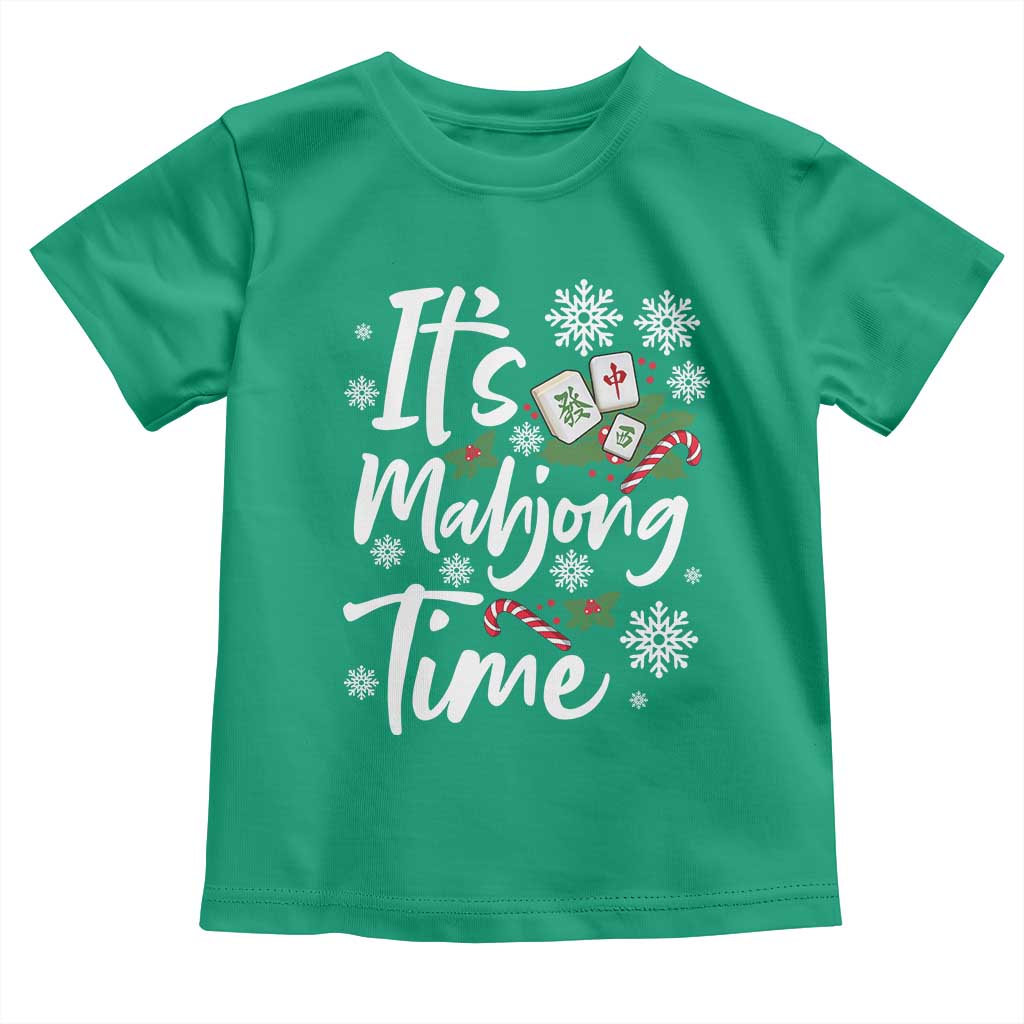 Funny Christmas Mahjong Toddler T Shirt It Is Mahjong Time Gambling Xmas Chinese Game TS11 Irish Green Print Your Wear
