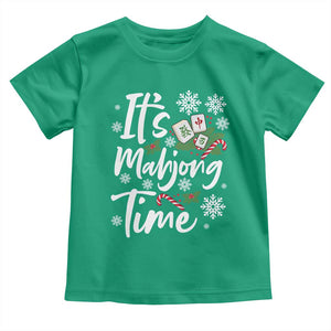 Funny Christmas Mahjong Toddler T Shirt It Is Mahjong Time Gambling Xmas Chinese Game TS11 Irish Green Print Your Wear
