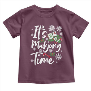 Funny Christmas Mahjong Toddler T Shirt It Is Mahjong Time Gambling Xmas Chinese Game TS11 Maroon Print Your Wear