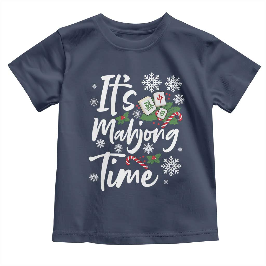 Funny Christmas Mahjong Toddler T Shirt It Is Mahjong Time Gambling Xmas Chinese Game TS11 Navy Print Your Wear