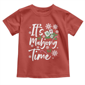 Funny Christmas Mahjong Toddler T Shirt It Is Mahjong Time Gambling Xmas Chinese Game TS11 Red Print Your Wear