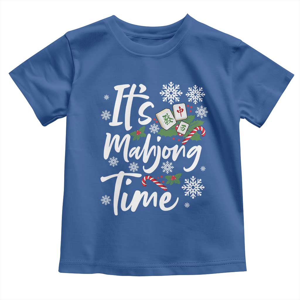 Funny Christmas Mahjong Toddler T Shirt It Is Mahjong Time Gambling Xmas Chinese Game TS11 Royal Blue Print Your Wear