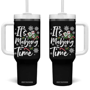 Funny Christmas Mahjong Tumbler With Handle It Is Mahjong Time Gambling Xmas Chinese Game TS11 One Size: 40 oz Black Print Your Wear
