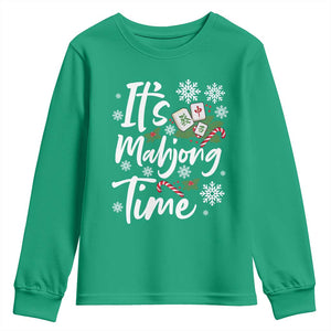 Funny Christmas Mahjong Youth Sweatshirt It Is Mahjong Time Gambling Xmas Chinese Game TS11 Irish Green Print Your Wear