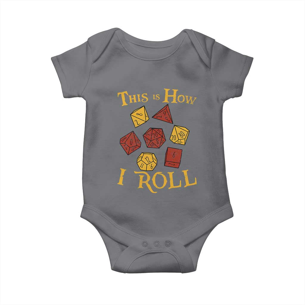 Funny RPG Tabletop Dice Baby Onesie This Is How I Roll Vintage D20 TS11 Charcoal Print Your Wear