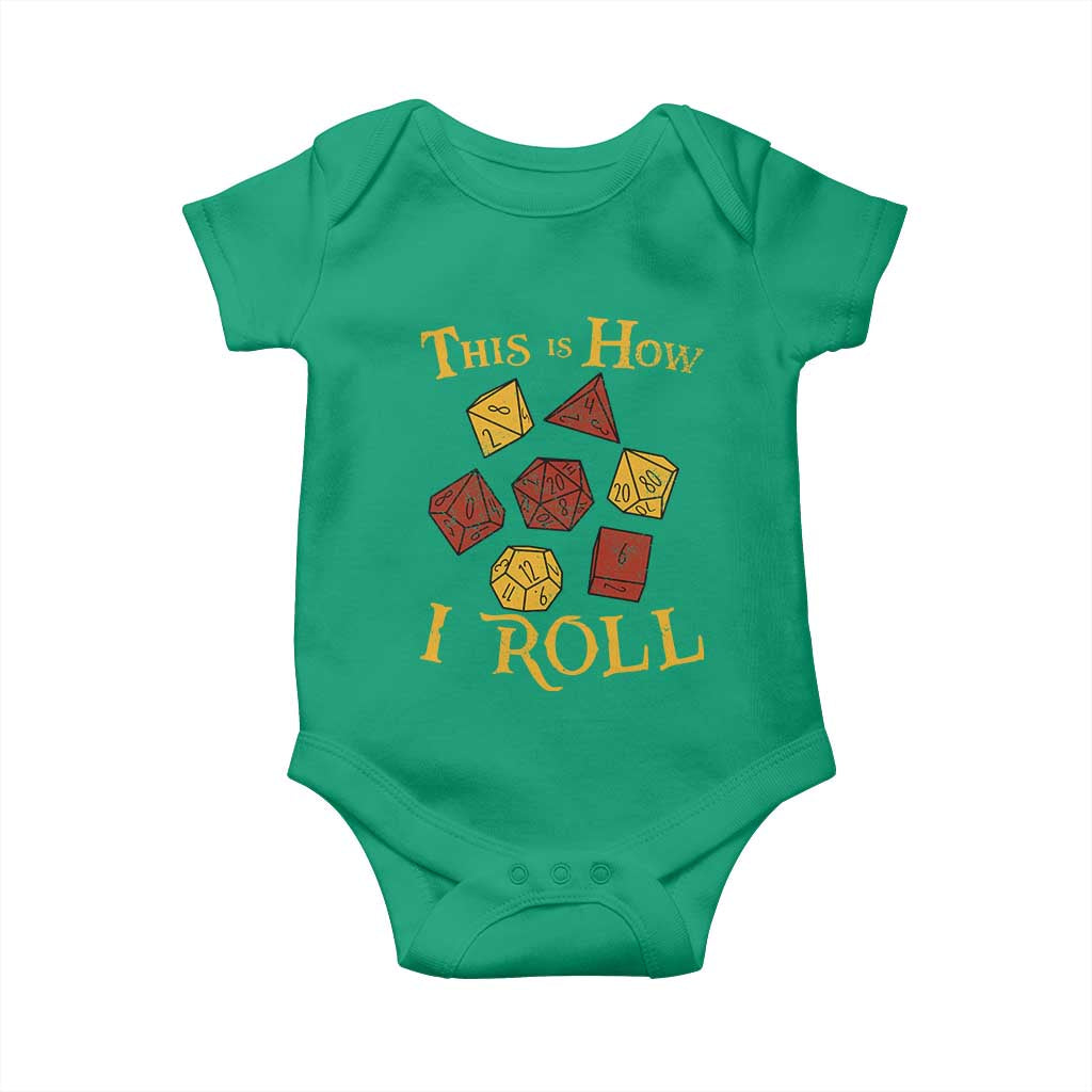 Funny RPG Tabletop Dice Baby Onesie This Is How I Roll Vintage D20 TS11 Irish Green Print Your Wear