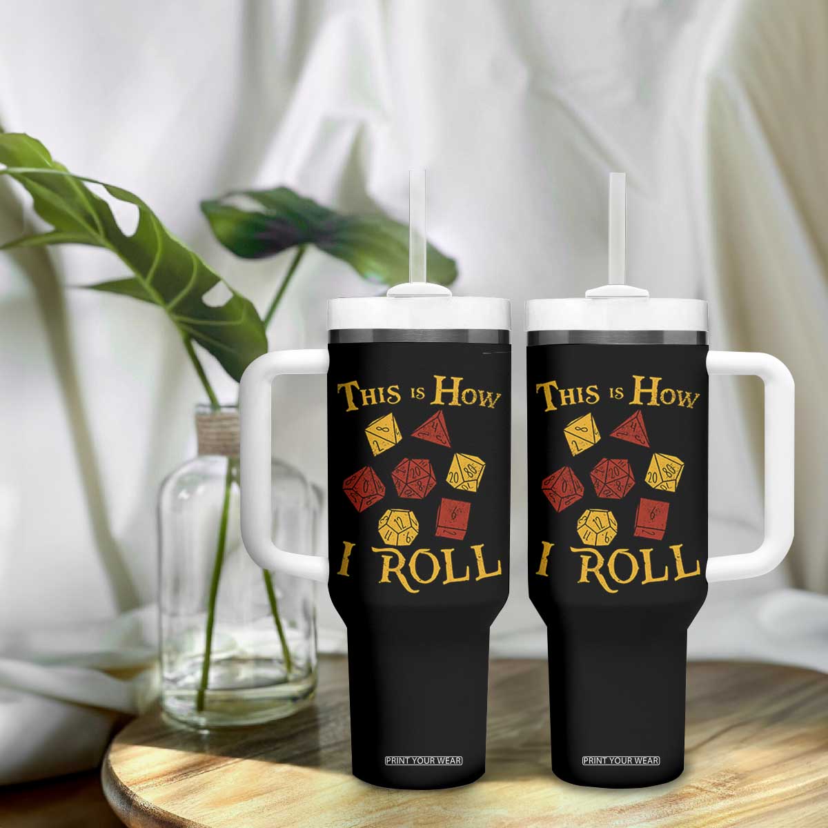 Funny RPG Tabletop Dice Tumbler With Handle This Is How I Roll Vintage D20 TS11 Print Your Wear