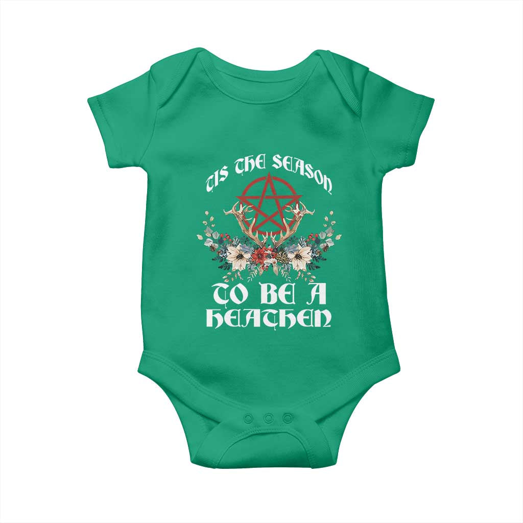 Tis The Season To Be The Heathen Baby Onesie Pagan Christmas Yule Holiday Pentagram TS11 Irish Green Print Your Wear