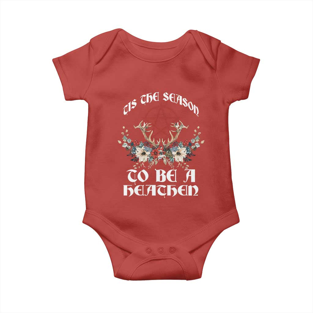 Tis The Season To Be The Heathen Baby Onesie Pagan Christmas Yule Holiday Pentagram TS11 Red Print Your Wear