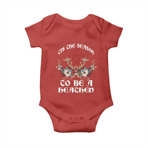 Tis The Season To Be The Heathen Baby Onesie Pagan Christmas Yule Holiday Pentagram TS11 Red Print Your Wear