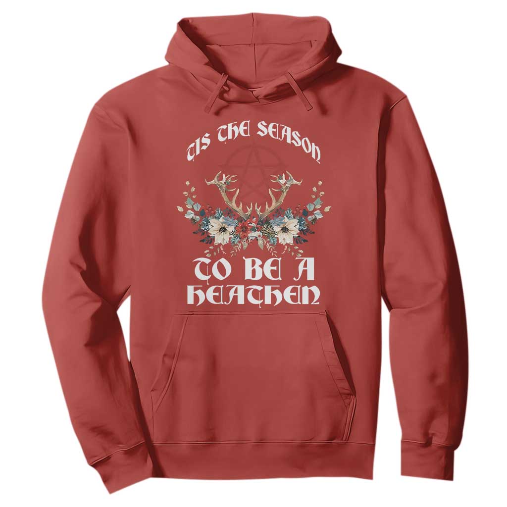 Tis The Season To Be The Heathen Hoodie Pagan Christmas Yule Holiday Pentagram TS11 Red Print Your Wear
