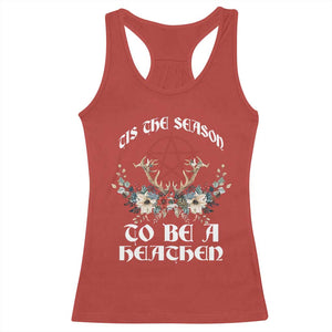 Tis The Season To Be The Heathen Racerback Tank Top Pagan Christmas Yule Holiday Pentagram TS11 Red Print Your Wear