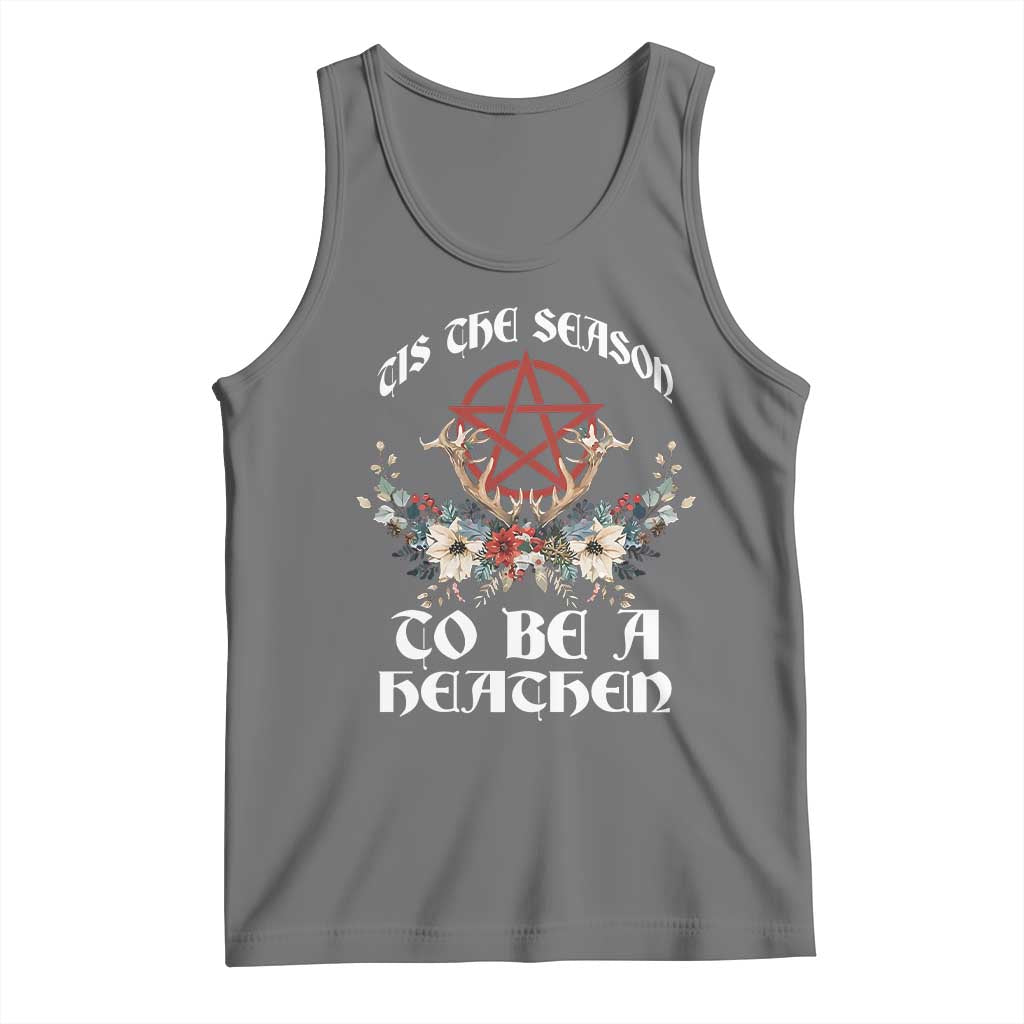 Tis The Season To Be The Heathen Tank Top Pagan Christmas Yule Holiday Pentagram TS11 Black Heather Print Your Wear