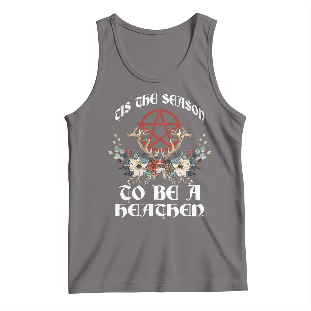 Tis The Season To Be The Heathen Tank Top Pagan Christmas Yule Holiday Pentagram TS11 Deep Heather Print Your Wear