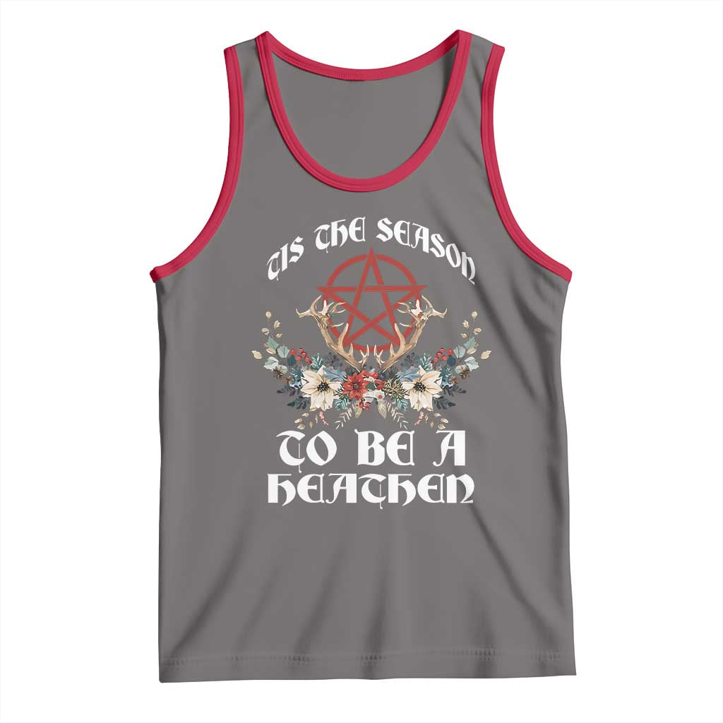 Tis The Season To Be The Heathen Tank Top Pagan Christmas Yule Holiday Pentagram TS11 Deep Heather Red Print Your Wear