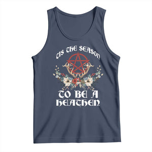 Tis The Season To Be The Heathen Tank Top Pagan Christmas Yule Holiday Pentagram TS11 Navy Print Your Wear