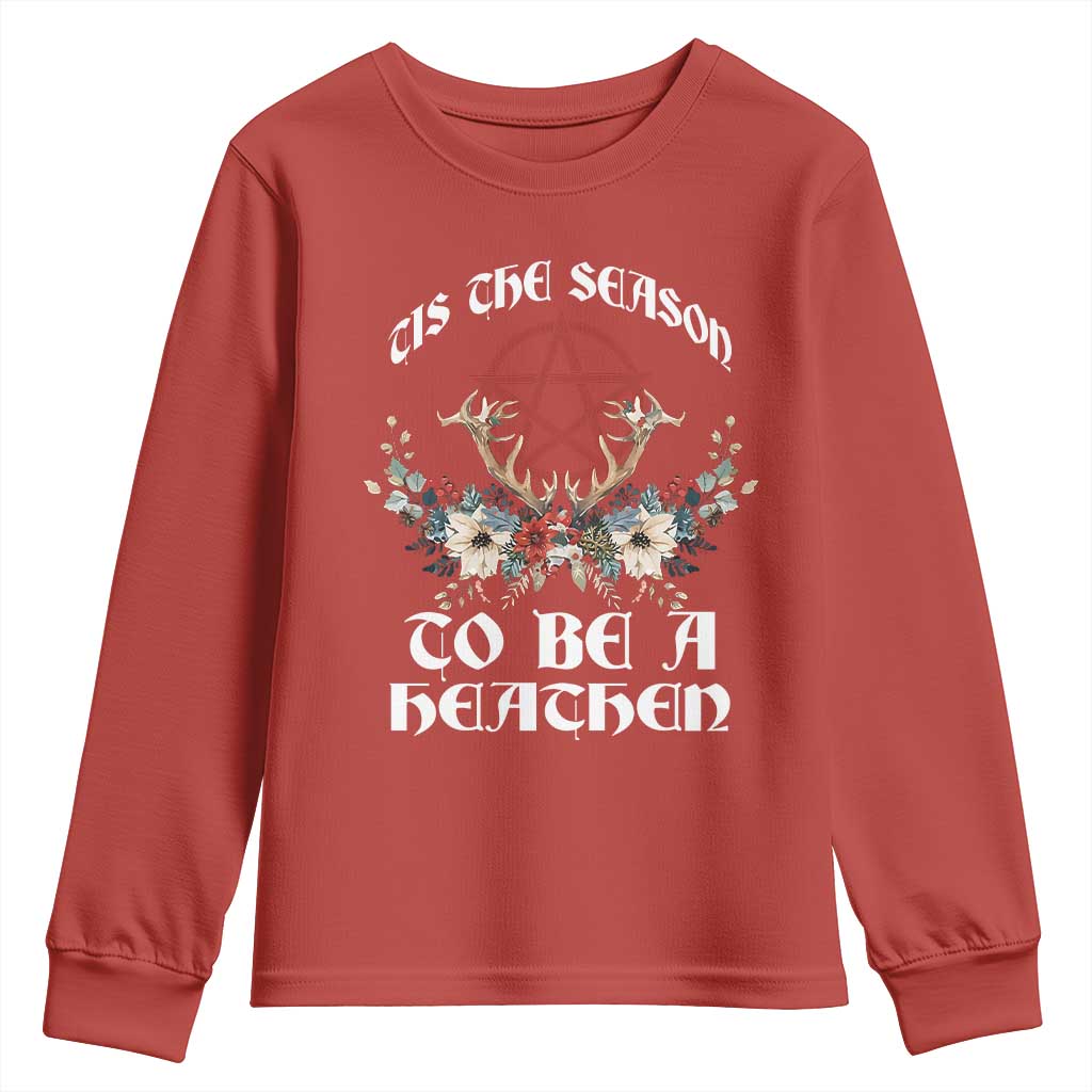 Tis The Season To Be The Heathen Youth Sweatshirt Pagan Christmas Yule Holiday Pentagram TS11 Red Print Your Wear