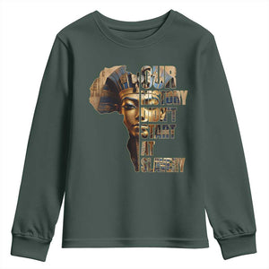 Our History Didn't Start At Slavery Youth Sweatshirt Black History Month Ancient Egyptian TS11 Dark Forest Green Print Your Wear