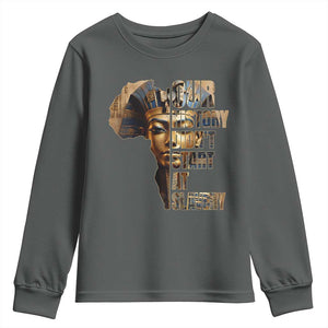 Our History Didn't Start At Slavery Youth Sweatshirt Black History Month Ancient Egyptian TS11 Dark Heather Print Your Wear