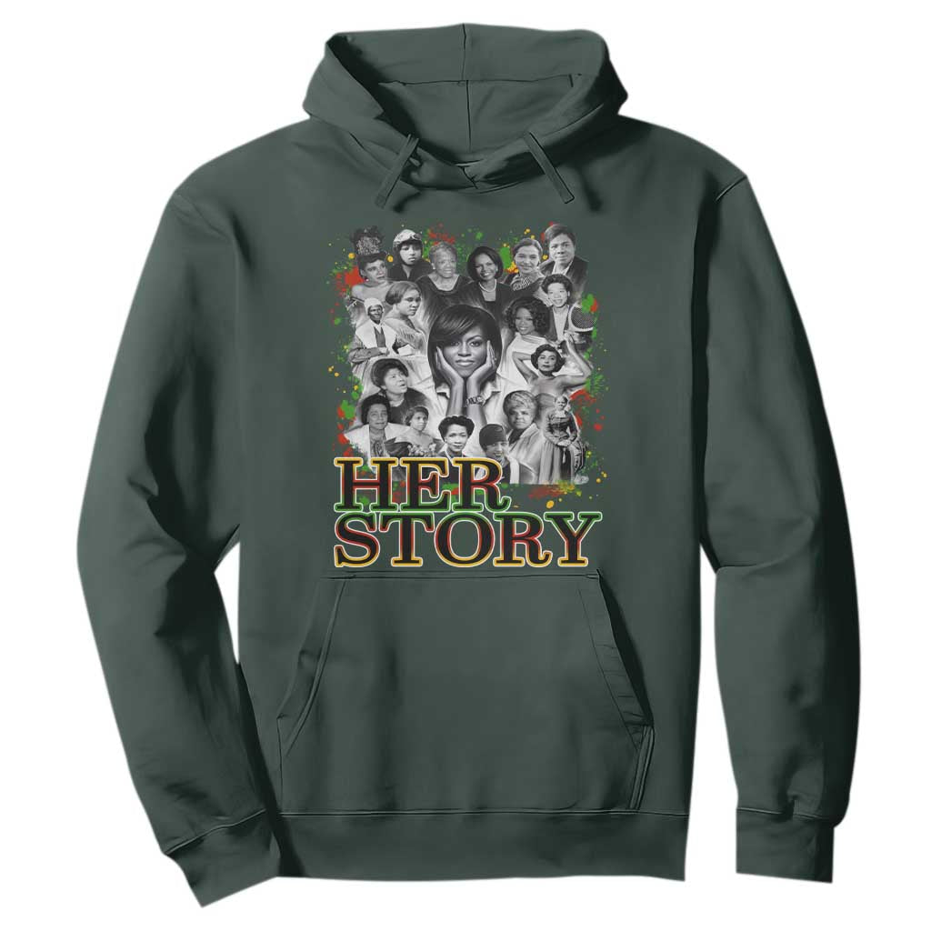 Black Women History Hoodie Her Story Black History Month TS11 Dark Forest Green Print Your Wear