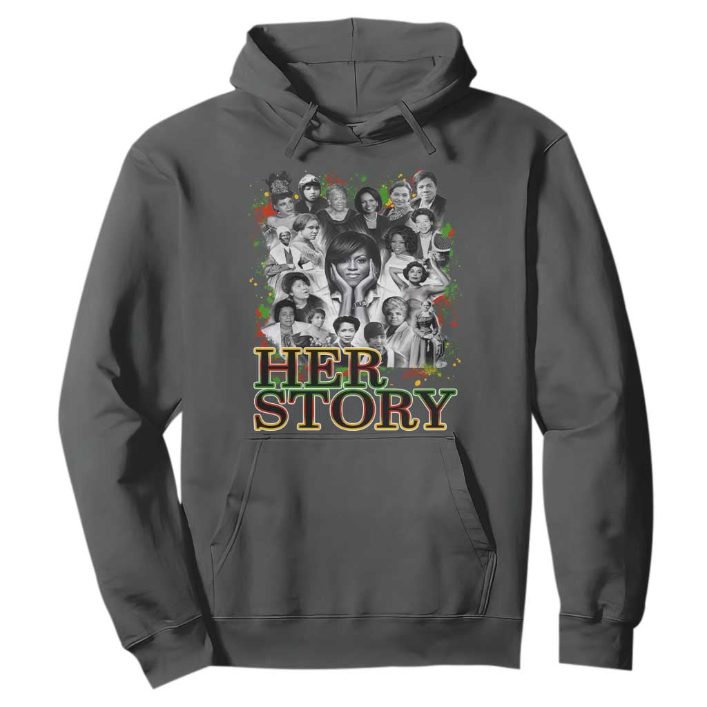 Black Women History Hoodie Her Story Black History Month TS11 Dark Heather Print Your Wear
