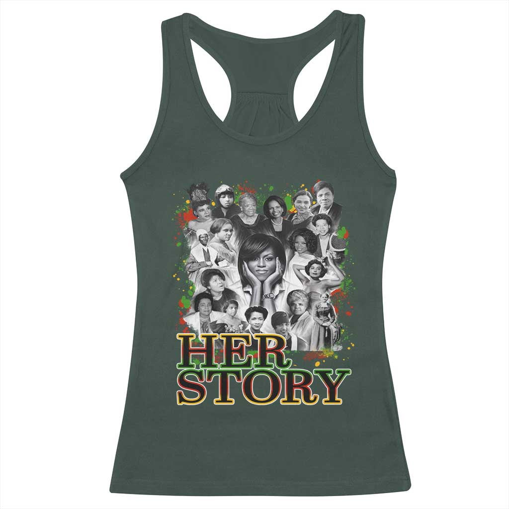 Black Women History Racerback Tank Top Her Story Black History Month TS11 Dark Forest Green Print Your Wear