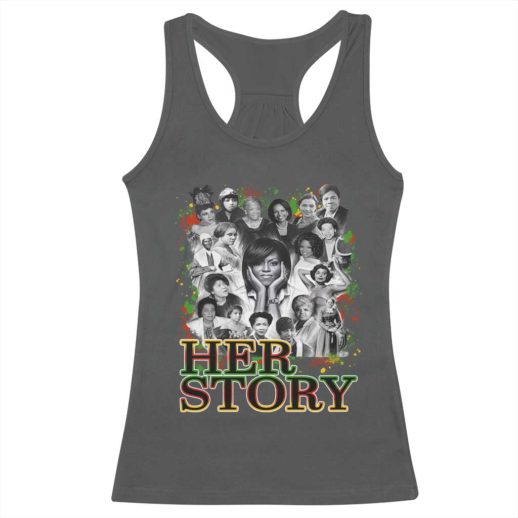 Black Women History Racerback Tank Top Her Story Black History Month TS11 Dark Heather Print Your Wear