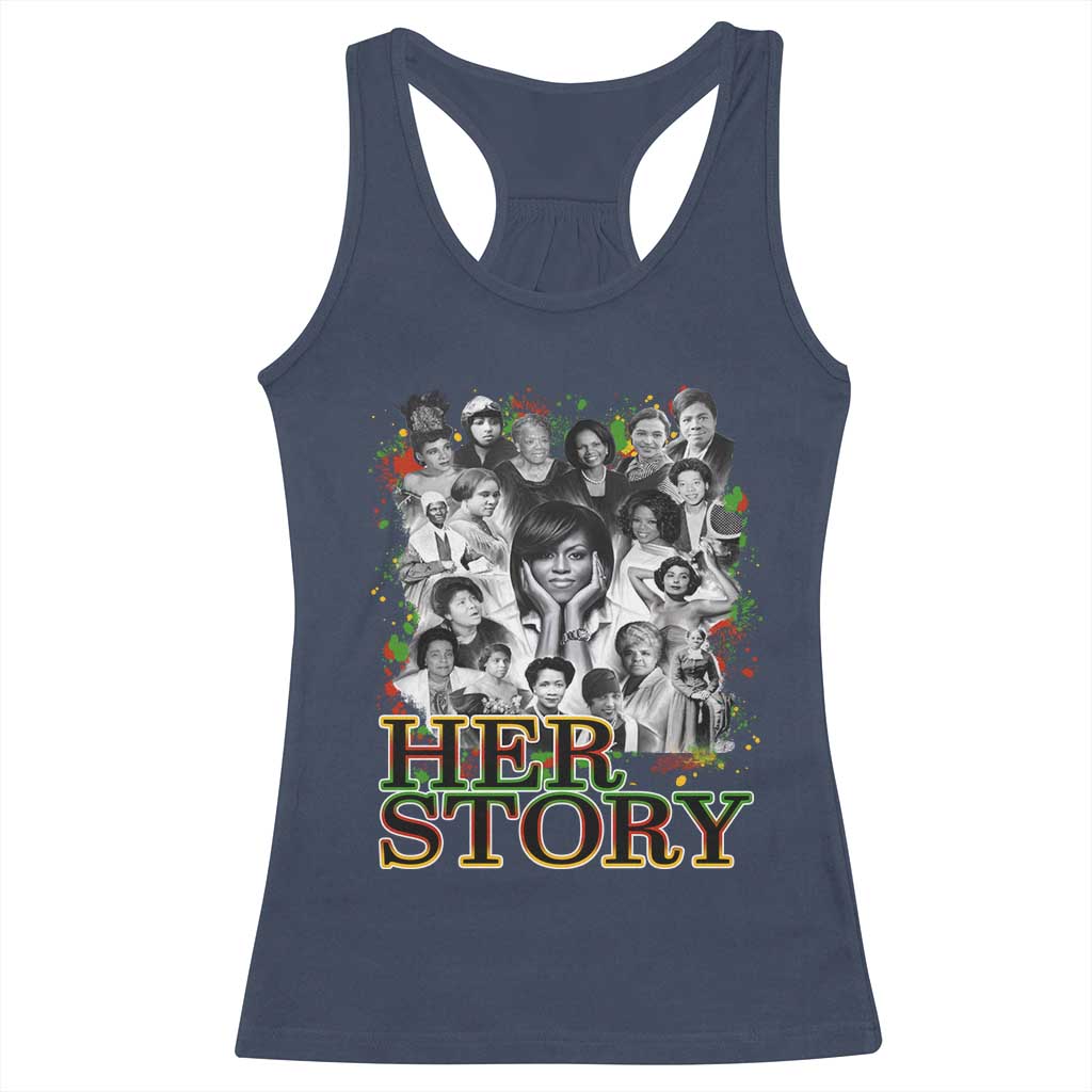 Black Women History Racerback Tank Top Her Story Black History Month TS11 Navy Print Your Wear