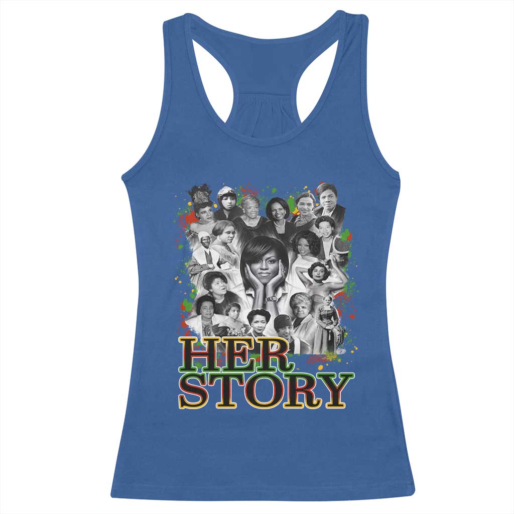 Black Women History Racerback Tank Top Her Story Black History Month TS11 Royal Blue Print Your Wear